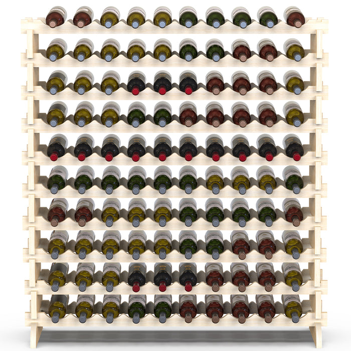 Cantinetta Portavino in Legno Naturale 100 Scomparti Bottiglie Bar Portabottiglie