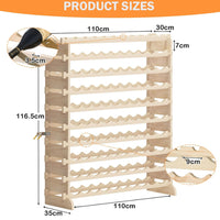 Cantinetta Portavino in Legno Naturale 100 Scomparti Bottiglie Bar Portabottiglie