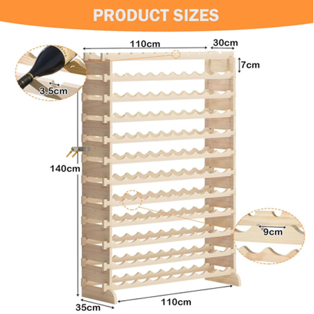 Cantinetta Portavino in Legno Naturale 120 Scomparti VinoBar Portabottiglie