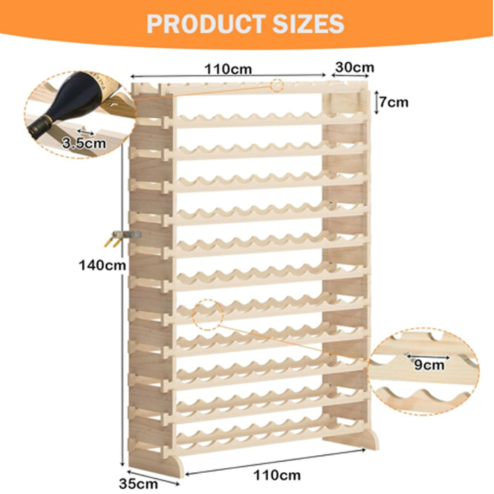Cantinetta Portavino in Legno Naturale 120 Scomparti VinoBar Portabottiglie
