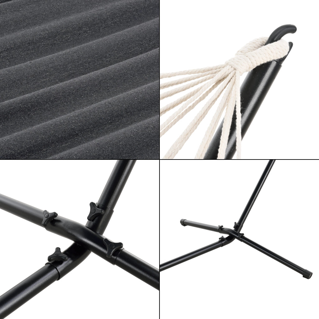 Amaca con Supporto in Acciaio con Telo 200 x 100 cm - Grigio Scuro [en.casa]