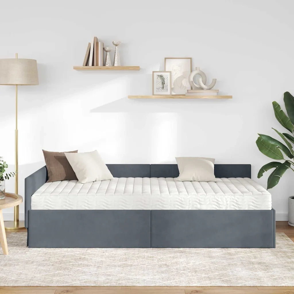 Struttura Letto Angolare con Materasso 2 pz-Giroletto con materasso Grigio Velluto 647940