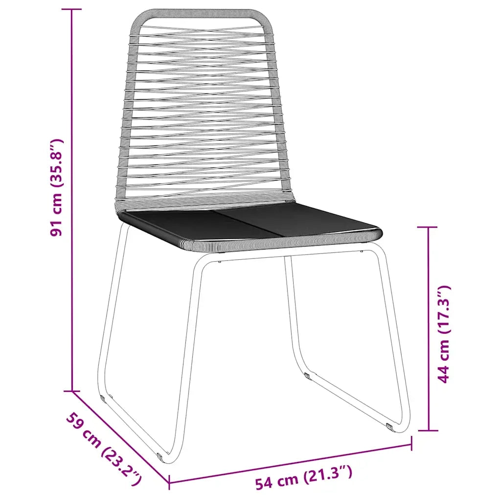 Set da Pranzo per Giardino 7 pcs Nero