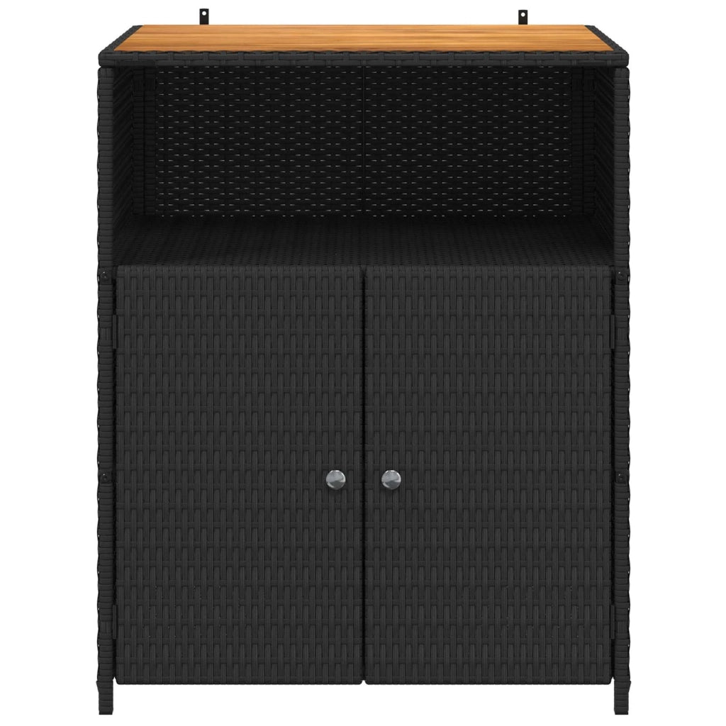 Armadietto Nero 70 x 50 x 87 cm Poliestere e Rattan Roly