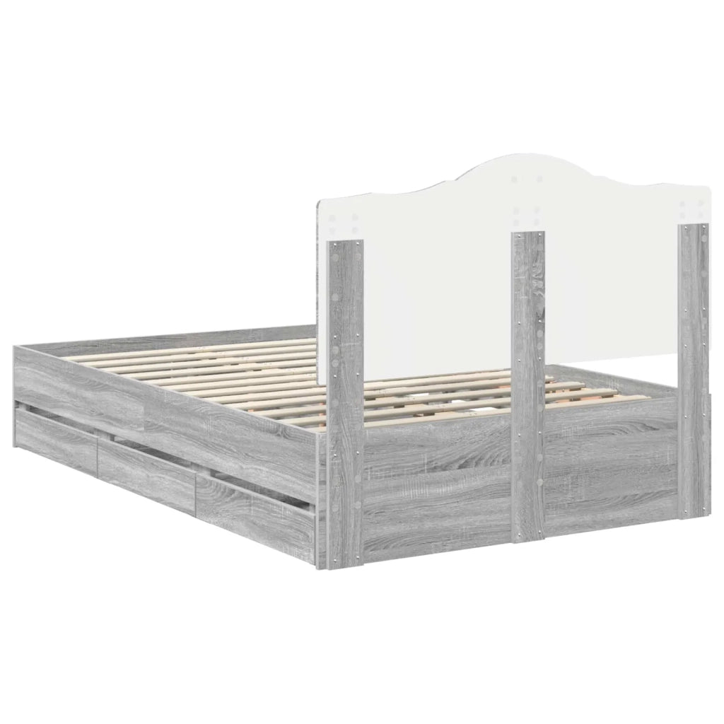 Struttura del letto con cassetto Sonoma grigia 120 x 190 cm