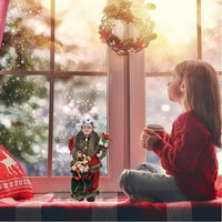 Statuina Mamma Natale Addobbo Statuetta 48cm Vestiti Tessuto e Sacco Natalizio