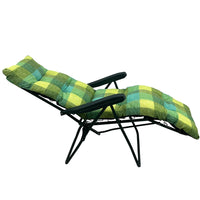 Marvin Sdraio da Giardino con Poggiapiedi Reclinabile Regolabile in 6 Posizioni Flock Poltrona con Cuscino  VERDE QUADRI