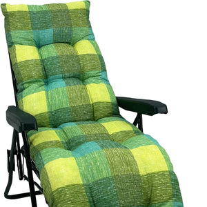 Marvin Sdraio da Giardino con Poggiapiedi Reclinabile Regolabile in 6 Posizioni Flock Poltrona con Cuscino  VERDE QUADRI