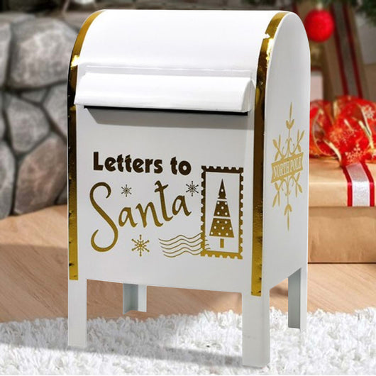 Cassetta Postale Buca Lettere Babbo Natale Bianco Decorazione Natalizia Metallo