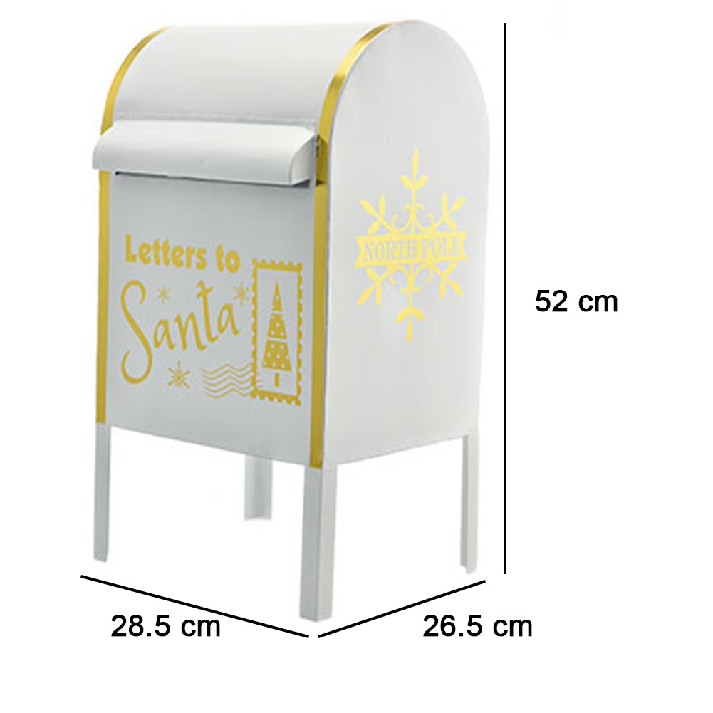 Cassetta Postale Buca Lettere Babbo Natale Bianco Decorazione Natalizia Metallo