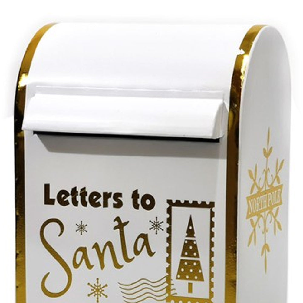 Cassetta Postale Buca Lettere Babbo Natale Bianco Decorazione Natalizia Metallo