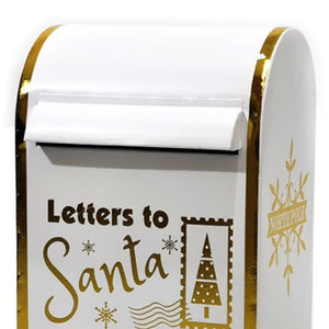Cassetta Postale Buca Lettere Babbo Natale Bianco Decorazione Natalizia Metallo