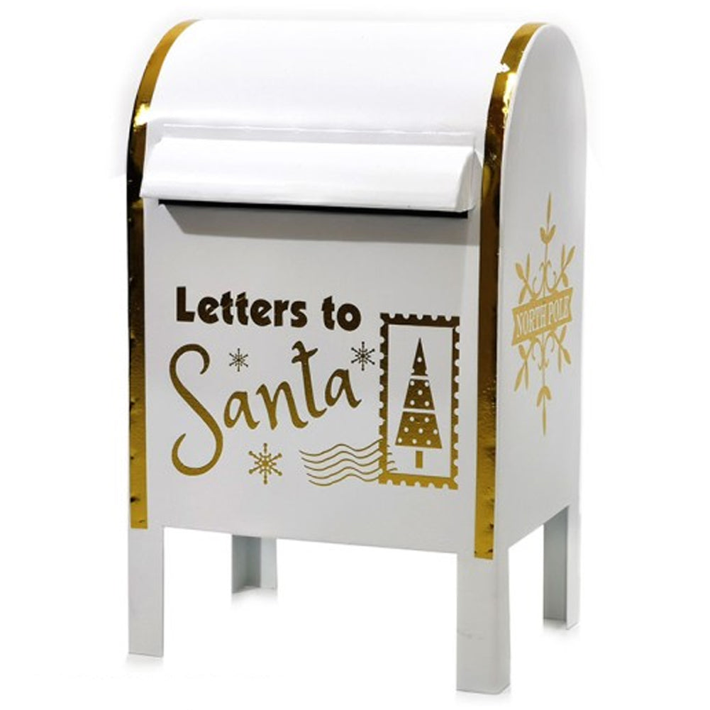 Cassetta Postale Buca Lettere Babbo Natale Bianco Decorazione Natalizia Metallo