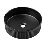 Lavabo da appoggio rotondo 36 cm in ceramica nera opaca