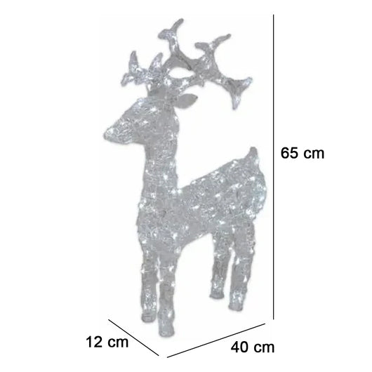 Renna Luminosa Natalizia Esterno 65 cm Decorazione Addobbo Natale Bianco Freddo