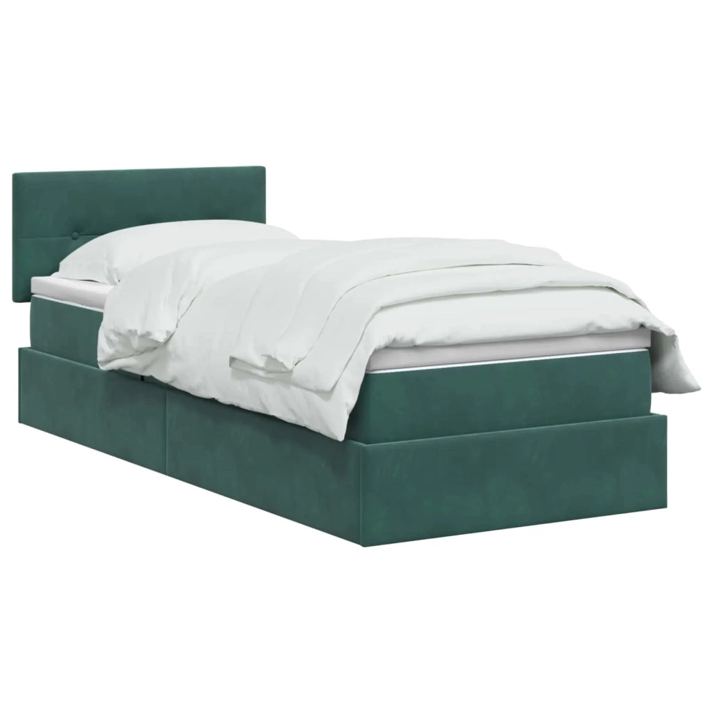Letto con contenitore LED e materasso Verde Scuro 100 x 200 cm 3459231