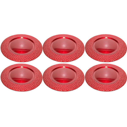 6xSottopiatti Decorazione Natalizio Sottopiatto Addobbo Tavola Natalizi Rosso 33cm