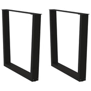 Gambe per tavolo da pranzo a forma di V 2 pz nere 90x(72-73,3) cm in acciaio