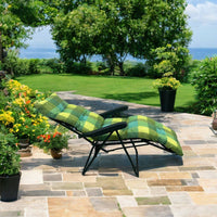 Marvin Sdraio da Giardino con Poggiapiedi Reclinabile Regolabile in 6 Posizioni Flock Poltrona con Cuscino  VERDE QUADRI