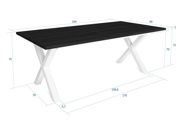 Tavolo da pranzo, 10 posti, 194x90x75cm, Robusto e stabile, struttura e gambe solide, Nero RF1101