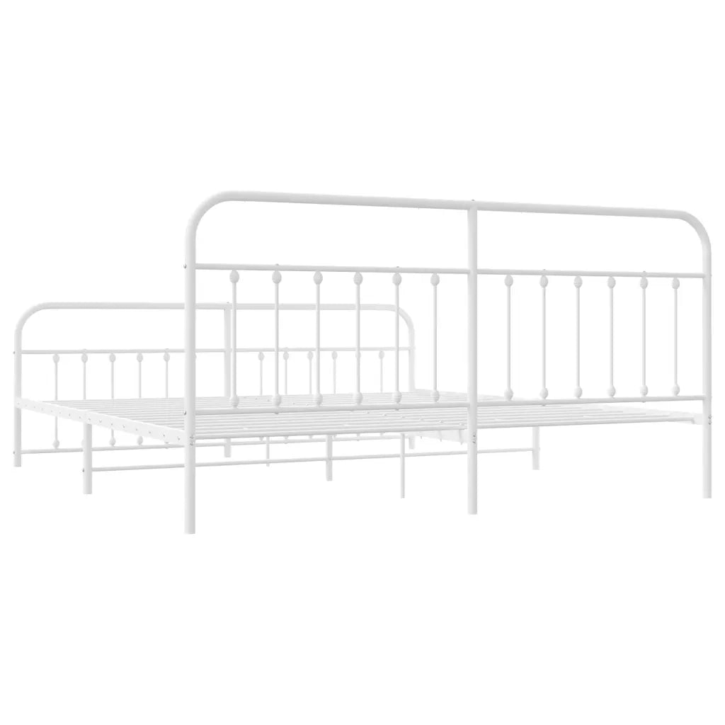 Giroletto con Testiera e Pediera-Struttura Letto Metallo Bianco 193x203 cm 491651