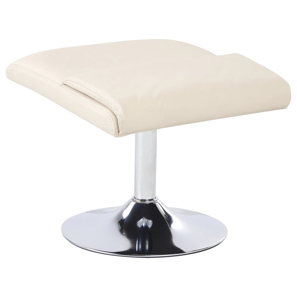 Poltrona reclinabile beige chiaro con poggiapiedi struttura in metallo imbottita in ecopelle funzione massaggio riscaldata design retrò
