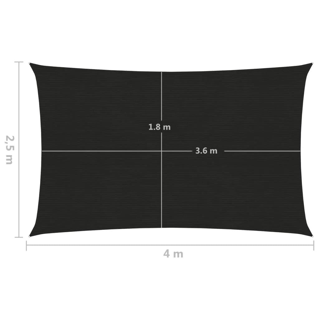 Vela ombreggiante/ombrellone 160 g/m² 2,5 x 4 m HDPE nero 02_0009185