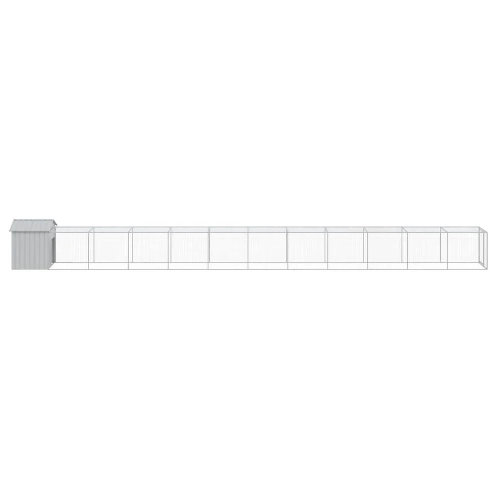 Recinto per pollaio con recinto per galline con cortile libero 117 x 1221 x 123 cm in acciaio zincato grigio 02_0043957