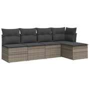 Set Divano da Giardino 5 pz | Set Salotto da Giardino con Cuscini Grigio in Polyrattan