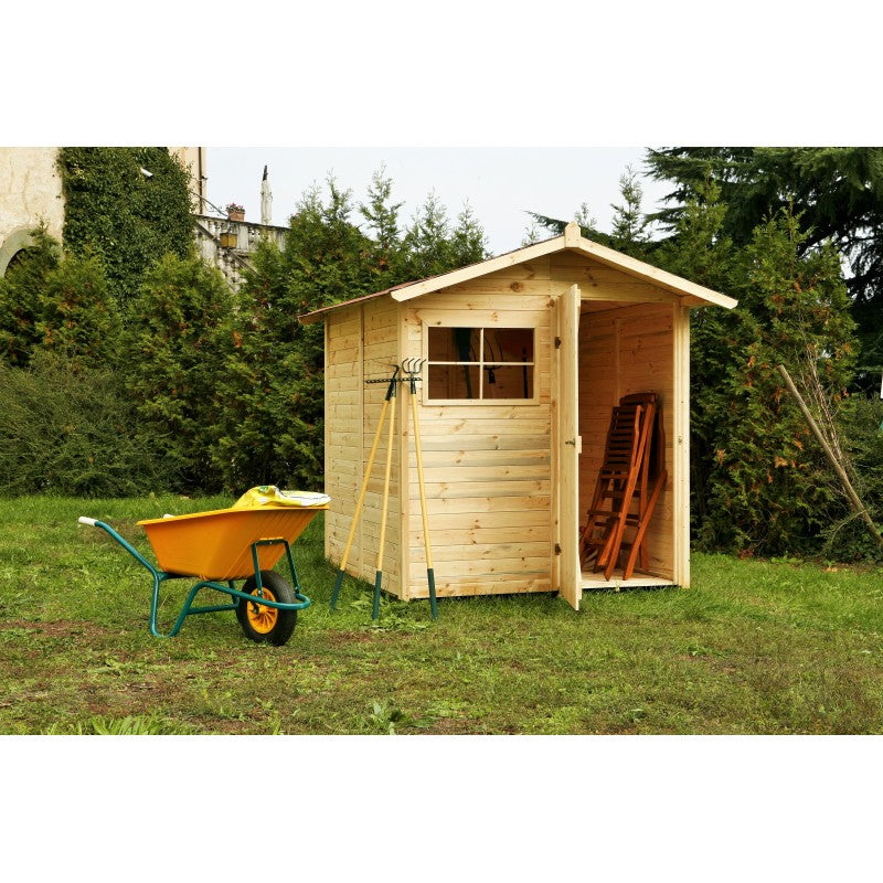 Casetta da Giardino in Legno di Pino da Esterno  con Pavimento, Ricovero Attrezzi, Doghe spessore 16mm - Articolo C200/1 -  100005