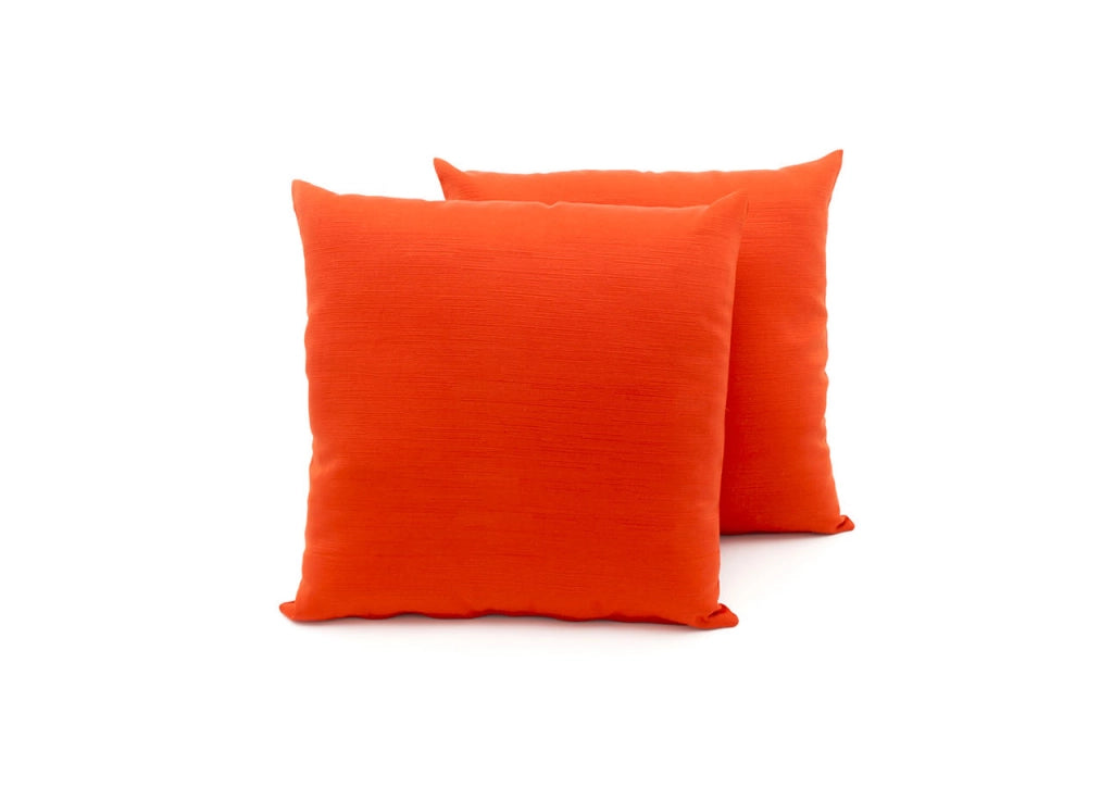 Coppia Cuscini Arredo Imbottiti Tessuto Ottoman In Tinta Unita Colore Arancio 17 - 40x40 - Arancio 17