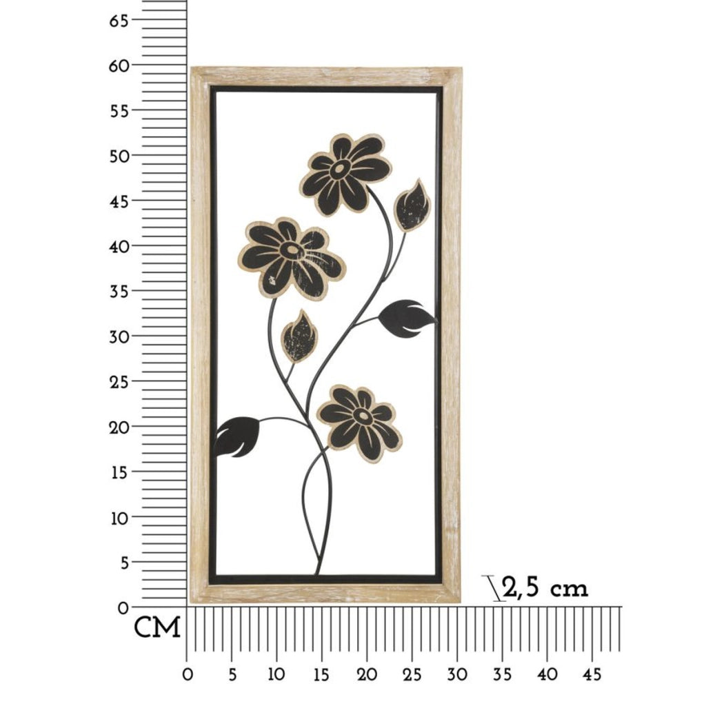 Decorazione in Metallo 3D Fiori 45, Marrone, Metallo, 30x2,5x60 cm