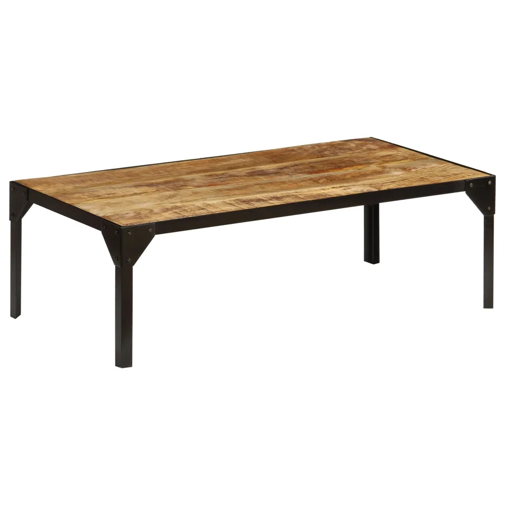 Tavolino da CaffÃ¨ in Legno Massello di Mango e Acciaio 110 cm cod mxl 16229