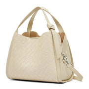 Borsa a tracolla casual da donna in pelle di vacchetta bianca