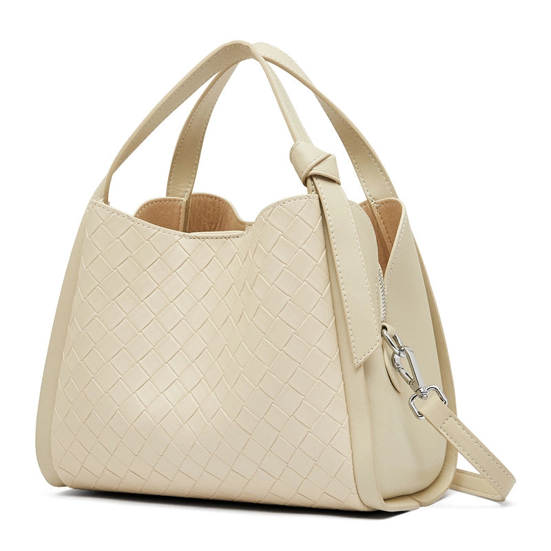 Borsa a tracolla casual da donna in pelle di vacchetta bianca