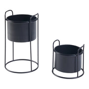Set di 2 portavasi di diverse dimensioni metallo nero 03_0010595