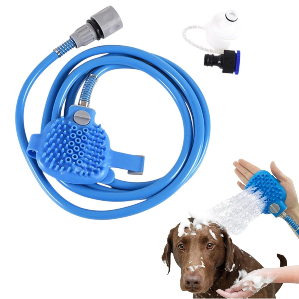 Spruzzatore Doccia 2in1 per Cani e Gatti con Spazzola Massaggiante e Tubo