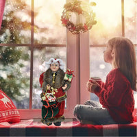 Statuina Mamma Natale Addobbo Statuetta 85cm Vestiti Tessuto e Sacco Natalizio