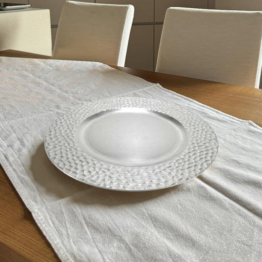 6x Sottopiatti Decorazione Natalizio Sottopiatto da Tavola Natalizi 33cm Argento