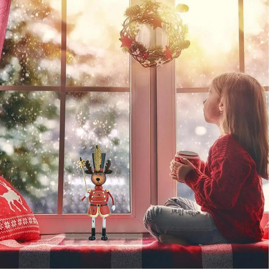 Renna Soldatino Natalizio Rosso Soldato Decorazione Addobbo di Natale 44 cm
