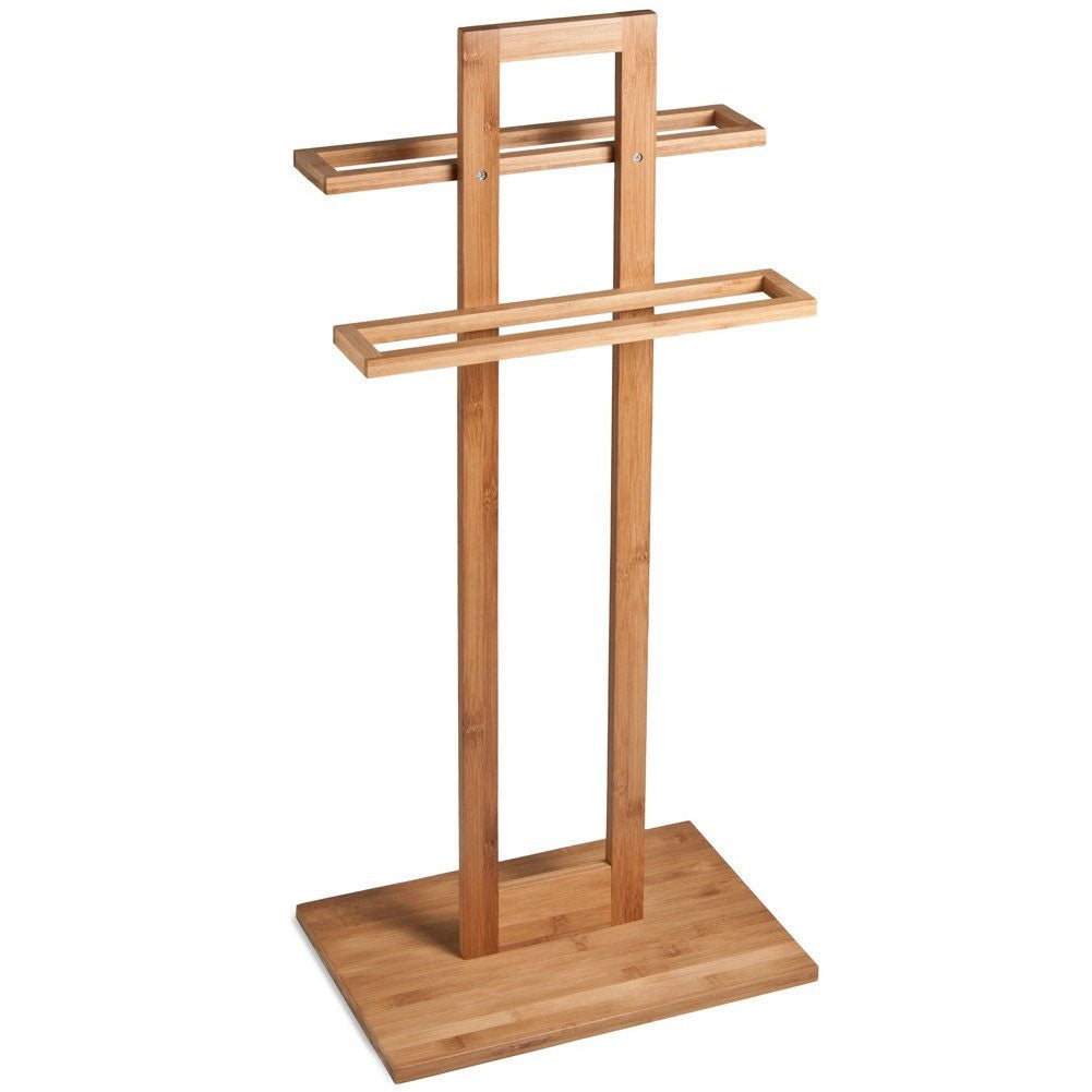 Piantana Porta Asciugamani In Legno di Bambù 2 Braccia H85 cm Colore Naturale