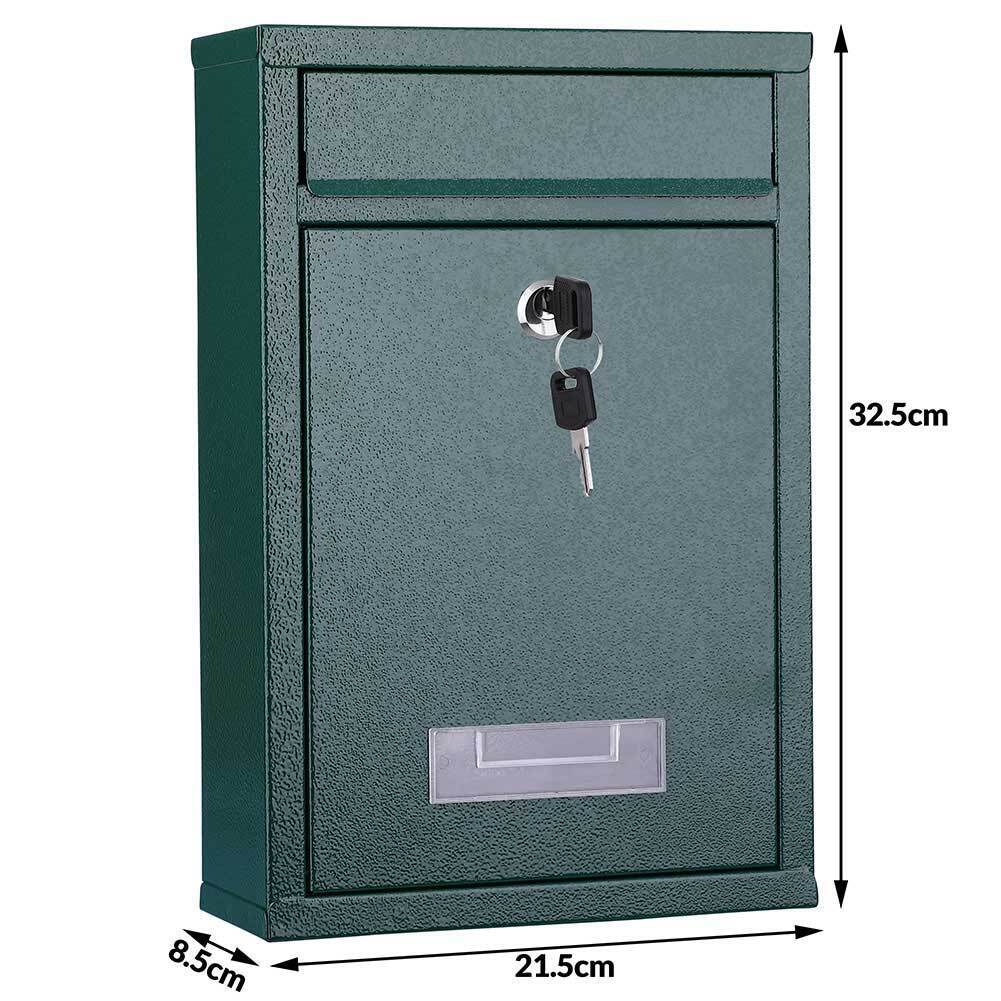 Cassetta Postale in Acciaio Buca per Lettere Interno Esterno Doppia Chiave Verde