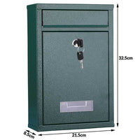 Cassetta Postale in Acciaio Buca per Lettere Interno Esterno Doppia Chiave Verde