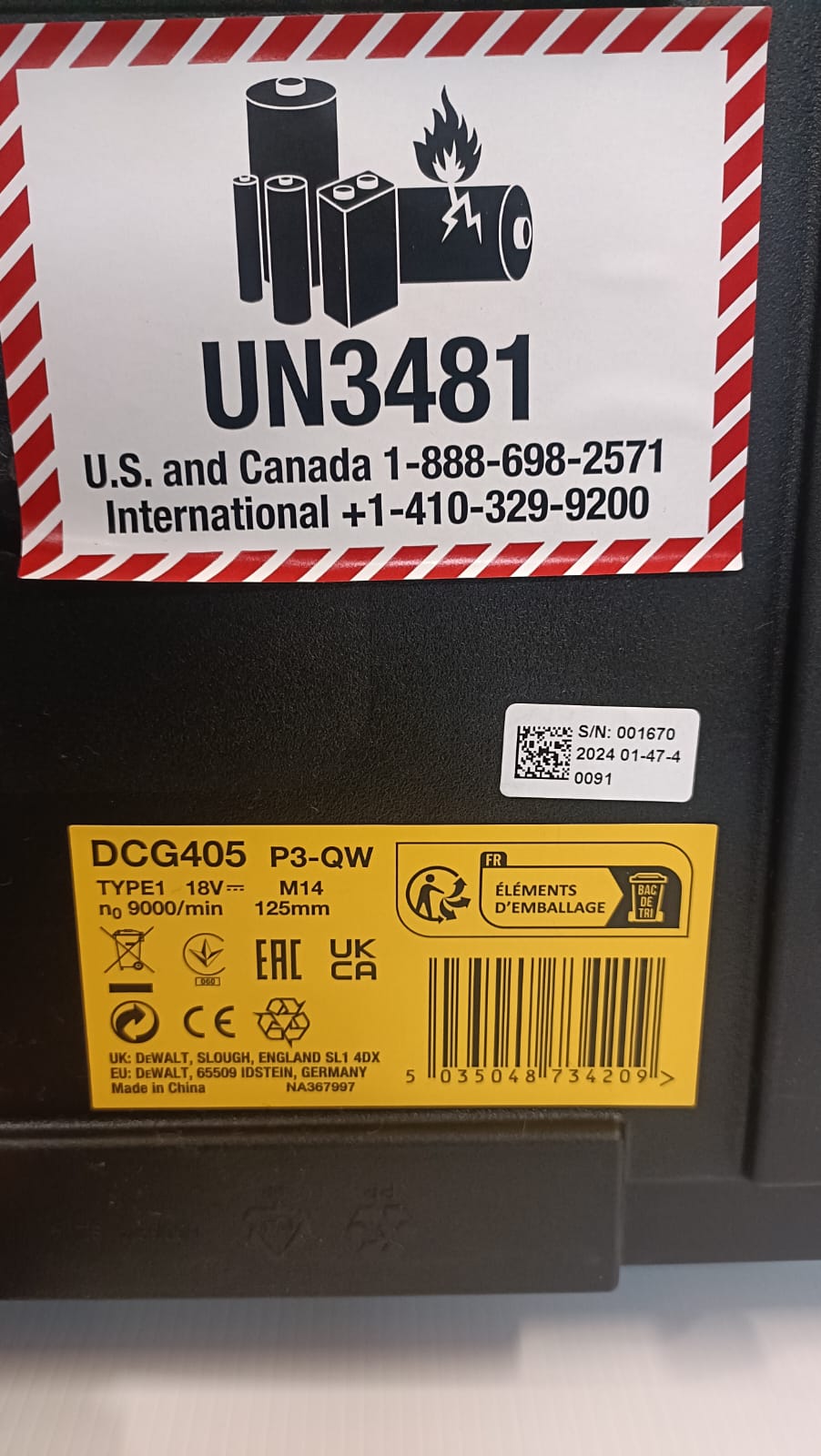 DeWalt Smerigliatrice angolare a batteria DCG405NT-XJ da 125 mm in valigia TSTAK