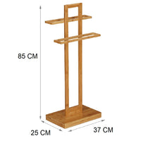 Piantana Porta Asciugamani In Legno di Bambù 2 Braccia H85 cm Colore Naturale