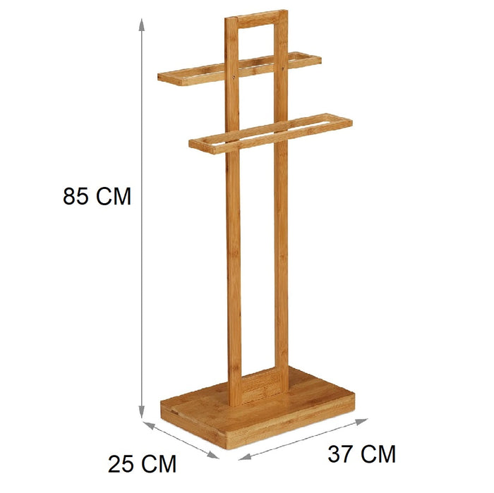 Piantana Porta Asciugamani In Legno di Bambù 2 Braccia H85 cm Colore Naturale