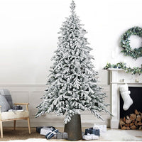 Albero di Natale Macao Innevato 240 cm Base Resina Tronco 2761 Rami Foltissimo