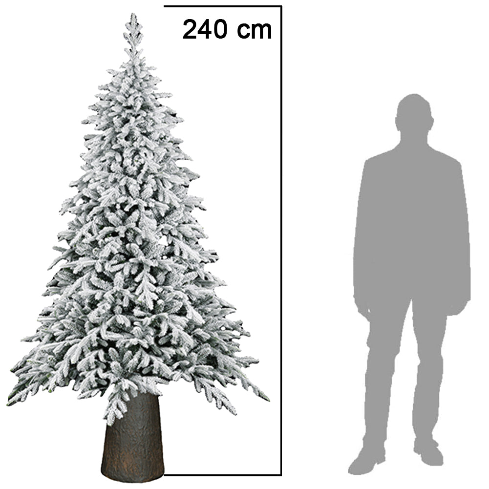 Albero di Natale Macao Innevato 240 cm Base Resina Tronco 2761 Rami Foltissimo