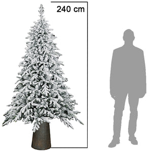 Albero di Natale Macao Innevato 240 cm Base Resina Tronco 2761 Rami Foltissimo