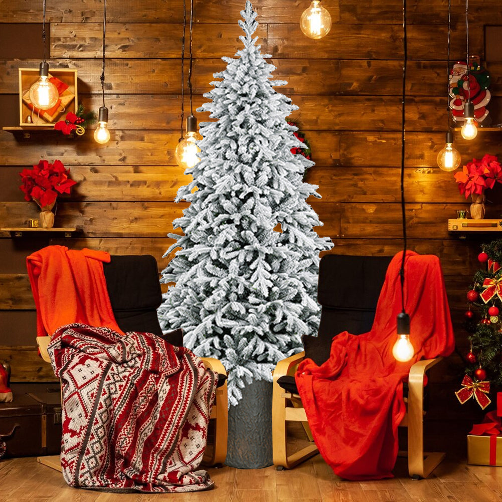 Albero di Natale Macao Innevato 240 cm Base Resina Tronco 2761 Rami Foltissimo